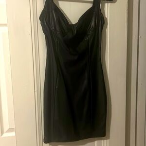 Faux leather worn twice black mini.